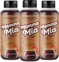 GymQueen Mamma Mia Zero padažas, 3 x 265 ml, mažo kaloringumo, be riebalų ir cukraus, skirtas patiekalams gardinti arba salotų padažui, be laktozės, amerikietiškas BBQ