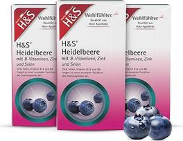 H&S Mėlynių arbata su B grupės vitaminais, cinku ir selenu, 3 x 20 maišelių (po 2,5 g): Vaisių arbata gerai savijautai su vertingais priedais, 3 vnt.