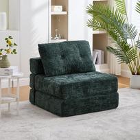 HAINEW Sofa lova, miegamasis krėslas su miego funkcija, sulankstomas krėslas su atlošu, "3-in-1" sofa lova su pagalvėlėmis ir atrama nugarai, skirta svetainei, miegamajam, 79 x 79 x 57 cm, šenilinis audinys (žalias)