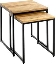 HAKU Möbel šoninis staliukas 2 vnt. ąžuolo masyvo metalas Matmenys W 33/38 cm x H 41/46 cm x D 33/38 cm Stilius: Modernus
