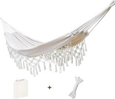 Hamakai namams vidaus ir lauko Boho Hammocks Macrame Double Hammock Didelis medvilninis minkštas dviejų žmonių Patio Backyard Porch Vejos ir sodo