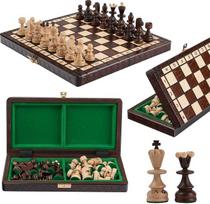 Handgefertigt Schachbrett mit Figuren | Master of Chess Schachspiel Holz Braun | Chess Set 30cm | Schachbrett Tragbares Holz Hochwertig - Klassisches Familienschach