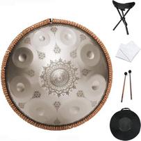 Handpan, 9 natų liežuvinis būgnas, profesionaliai suderintas rankiniu būdu, lengvai nešiojamas ir valomas, su kuprine, stovas „Hang Drum“, skirtas profesionaliai garso įrašų gamybai, jogai ir meditacijai