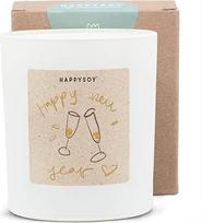 HAPPYSOY Laimingų Naujųjų metų sojų vaško kvapioji žvakė, nuostabus aromatas, daugiau kaip 60 valandų degimo laikas, baltas matinis stiklas, be kenksmingų medžiagų, naujametinė dovana draugei