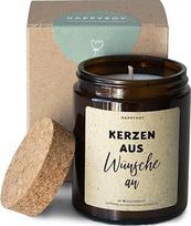 HAPPYSOY Žvakės, pageidavimai, sojų vaško kvapioji žvakė, nuostabus aromatas, daugiau nei 40 valandų degimo laikas, rudas vaistinėlės indelis su kamštiniu dangteliu, dovanų idėja gimtadieniui, Kalėdoms, padėkai, draugei