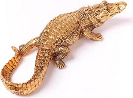 HAUCOZE Krokodilas Skulptūra Statulėlė Gyvūno figūra Šiuolaikinės dekoracijos Menas Gyvenamasis kambarys Menas Dovana lentyna Stalas Polirezinas Auksas 36 cm