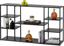 HDANI 140 cm ilgio sofos konsolinis staliukas, siauras modernus staliukas už sofos su lentynomis, 4 pakopų knygų spinta svetainei, miegamajam, prieškambariui (juodas, 140 x 30 x 80 cm)