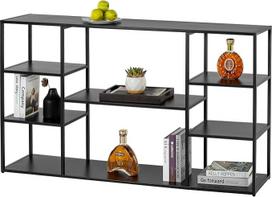 HDANI 140 cm ilgio sofos konsolinis staliukas, siauras modernus staliukas už sofos su lentynomis, 4 pakopų knygų spinta svetainei, miegamajam, prieškambariui (juodas, 140 x 30 x 80 cm)