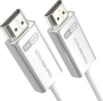 HDMI 2.1 šviesolaidinis kabelis, 7,5 m, baltas – 8K@60Hz/4K@120Hz, 48Gbit/s, „Dynamic HDR“, eARC, HDCP 2.2 ir 2.3, 3D – Suderinamas su RTX 4090, RX 7900 XTX, PS5, garso kolonėlėmis ir monitoriais