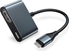 HDMI adapteris "iPhone", "Apple MFi" sertifikuotas "iPhone" HDMI adapteris Apšvietimas HDMI jungtis Skaitmeninis AV adapteris, suderinamas su "iPhone 14/13/SE/12/11/XR/X/8/7/iPad", nereikia maitinimo šaltinio