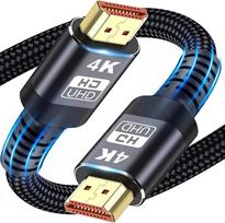 HDMI kabelis, 4K HDMI kabelis 2M/6,6FT, itin didelės spartos pintas HDMI laidas, palaikantis 4K@60Hz, ARC, HDR, 3D, Ethernet, suderinamas su visais HDMI įrenginiais