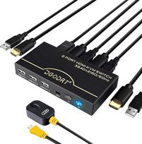 HDMI KVM komutatorius, skirtas 1 monitoriui ir 2 kompiuteriams, 4K 60 Hz KVM komutatorius su 2 prievadais, skirtais 2 kompiuteriams, leidžiantis bendrai naudoti vieną monitorių, ir 3 USB prievadais su stalinio kompiuterio valdikliu, S7232H | EDID pritaiky