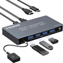 HDMI KVM komutatorius: 2 kompiuteriai, 1 monitorius, 8K @ 60 Hz