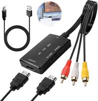 HDMI-zu-Cinch-Konverter, HDMI-zu-AV-Adapter für alte Fernseher, mit HD-MI und Cinch-Kabeln, Composite-Video-Konverter, unterstützt PAL/NTSC für TV-Stick, Roku, Android, Fernsehbox, DVD, PS3