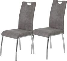 Hela Tische, Susi 2 valgomojo kėdžių rinkinys, virtuvės kėdės, mikropluošto Vinatge Grey, metalinis rėmas + chromuota rankena
