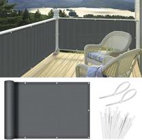 HENG FENG Balkonų privatumo užsklanda, 0,9 x 6 m, HDPE balkonų apdaila, atspari oro sąlygoms, apsauganti nuo UV spindulių, kvėpuojanti, su kabelių tvirtinimo elementais, antracito spalvos