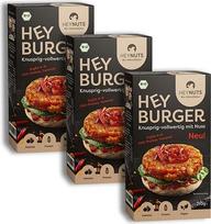 HEYBURGER Vegetan Vegetable Burger, aitriųjų paprikų skonio, 100 % natūralus, sertifikuotas ekologiškas, daug baltymų, daug baltymų, ekologiškas, be priedų, skanus, lengvas ir greitas, 3 x 210 g