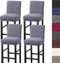 HFCNMY Baro taburetės apima, Stretch baro taburetės apima su atlošu, Žakardas baro taburetės apima, baro taburetės apima, Slipcovers su atlošu, Pub Counter Stool, kėdės apima su elastinėmis juostomis, pilka, 4