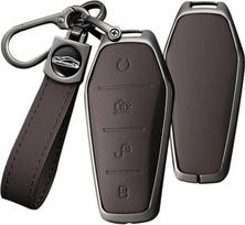 HIBEYO išmaniųjų automobilio raktų dėklas tinka BYD Song Pro Tang DM Qin Plus Max Yuan Generation Atto 3 Han EV Dolphin Apsauginis raktų dėklas Nuotolinio valdymo automobilio raktų dėklas 4 mygtukų rudos spalvos