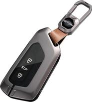 HIBEYO automobilio raktų dėklas tinka VW Golf 8 Mk8 Multivan T7 odinis raktų dėklas apsauginis dangtelis tinka Skoda Octavia Enyaq Seat Leon MK 4 Cupra raktų žiedas raktų dėklas nuotolinio valdymo pultelis rudos spalvos