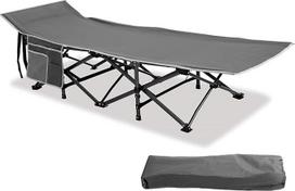 HIGH POINT SPORTS sulankstoma stovyklavimo lova XL Camping Lounger Lightweight su šonine kišene, skirta stovyklavimo lovoms stovyklavietėje, lauke, patalpoje, pilka