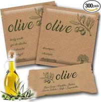 Higienos priemonių rinkinys „Olive“: dušo gelis + šampūnas + muilo gabaliukas | 100 vnt. po 3 vnt.