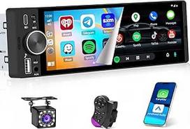 Hikity Autoradio Bluetooth 1 DIN mit Wireless Carplay Android Auto, 1 Din Radio mit 6,28 Zoll Touchscreen, Lien Miroir, FM-Radio, Typ-C, 2USB, SWC, EQ, Rückfahrkamera, MIC
