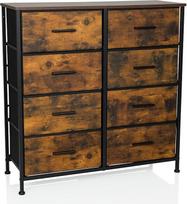 hjh LIVING RAGALA Lengva komoda su 8 stalčiais 80 x 30 x 82 cm Lentynų sistema Svetainės kambario miegamojo prieškambario lentynėlė Dūminis ąžuolas