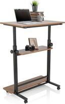 hjh OFFICE 830070 Stovimas stalas, reguliuojamo aukščio darbo vieta II, 80 x 50 cm, mobilus kompiuterio stalas su ratukais, nešiojamojo kompiuterio stalas, juoda/balkšvų riešutų spalva