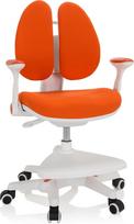 hjh OFFICE 736419 Vaikiška rašomojo stalo kėdė "Kid Wing Fabric" Vaikiška rašomojo stalo kėdė su atramomis kojoms, atlenkiamais porankiais, oranžinė/balta