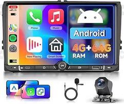 Hodozzy 4G + 64G Android automobilinis radijas VW Seat Altea Toledo Leon Skoda Fabia Passat su belaidžiu Carplay Android Car, 9 colių jutiklinio ekrano radijas 2 DIN su navigacija Bluetooth WiFi, DSP, radijas FM/RDS