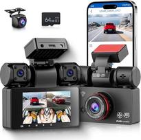 Hodozzy 4 kanalų automobilio prietaisų skydelio kamera 360° 2K + 1080P priekinė ir galinė kairė dešinė, skirta automobilio kamerai su WiFi ir programėle, 3 colių ekranas su įrašymo kilpa, naktinio matymo G-jutiklis, parkavimo režimas + žemėlapis, integruo