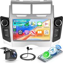 Hodozzy 6G + 128GB 8 branduolių "Android" automobilinis radijas "Toyota Yaris/Vitz/Platz 2005-2011" su "Android" belaidžiu "Carplay", radijo ekranas 2 DIN 7 colių jutiklinis ekranas, "Bluetooth Navi" WiFi DSP atbulinės eigos kamera