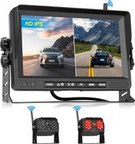 Hodozzy Reversing Camera Set 2 Cameras Digital Wireless 7 Inch IPS Screen Monitor Waterproof IR LED Night Vision Dual Reversing Camera Wireless Support Loop Recording 12V-36V for Truck/Motorhome/Car