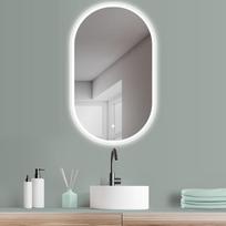 HOKO LED veidrodis, ovalus, 50 x 90 cm, aukštas + montuojamas horizontaliai, vonios kambario veidrodis su išoriniu LED apšvietimu, idealiai tinka kaip tualetinio staliuko veidrodis + jutiklinis jungiklis + LED apšvietimo spalvų keitimas – šilta balta – ša