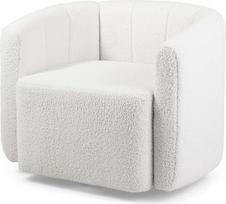 HOMASIS Šiuolaikinis svetainės minkštasuolis su porankiais 360° pasukama lėtapėdė sofa 160 kg apkrovai, skirta svetainei, miegamajam, biurui, balta