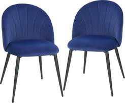 HOMCOM 2 x mėlynos spalvos aksomo kėdės su metalinėmis kojomis - 52 x 54 x 79 cm (ilgis x plotis x aukštis)