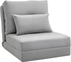 HOMCOM 2-in-1 sulankstoma miegamoji kėdė su lovos funkcija, 60 x 80 x 56 cm, pilka | Sofa-lova, reguliuojamas atlošas, pagalvė, svečių lova, lino imitacija, sulankstoma kėdė, fotelis, svetainė, miegamasis