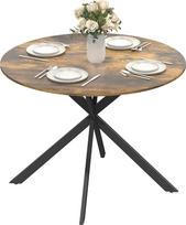 HOMCOM apvalus valgomojo stalas 4 sėdimoms vietoms Skersmuo 100 cm Pramoninio stiliaus virtuvės stalas su plieninėmis kojelėmis valgomajam, virtuvei, namų biurui Rustic Brown