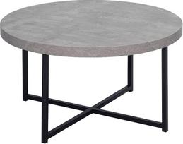 HOMCOM kavos staliukas Šoninis staliukas Kavos staliukas su kryžminiu rėmu Apvalus betoninis svetainės stalas MDF metalas Juodas 80 x 80 x 45 cm