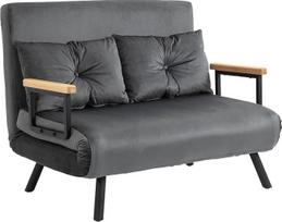 HOMCOM sofa-lova, sulankstoma lova su lovos funkcija, atlošiama kėdė su atlošu, minkšta sofa su reguliuojamu atlošu, aksominė išvaizda, 102 x 73 x 81 cm, tamsiai pilka