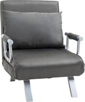 HOMCOM Sofa-lova "3-in-1", sulankstomas čiužinys "Chaise Longue", daugiafunkcinis dirbtinis zomšas, pilka 65 x 69 x 80 cm
