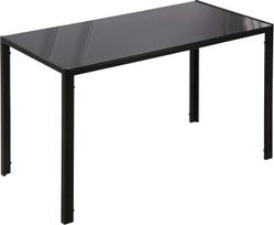 HOMCOM valgomojo stalas 120 x 60 cm Virtuvės stalas 4 asmenims Valgomojo stalas su grūdinto stiklo stalviršiu Modernus stalas virtuvei, valgomajam, svetainei, juodas