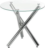 HOMCOM valgomojo stalas, apvalus virtuvės stalas 4 asmenims, skaidrus, skersmuo 80 x 74 cm | Valgomojo stalas, pagalbinis stalas, stiklinis stalas, kavos stalas, svetainės stalas, plieninis
