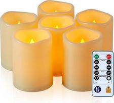 Homemory Outdoor wasserdichte batteriebetriebene Kerzen mit Timer und Fernbedienung, gefälschte elektrische Stumpenkerze, batteriebetrieben, flammenlose LED-Kerzen, flackernd, elfenbeinfarben, nicht