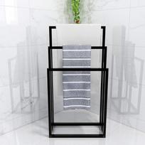 HOMERECOMMEND Metalinis rankšluosčių stovas 3 barų laisvai stovintis 3 pakopų saugojimo organizatorius skalbinių laikiklis (juodas)