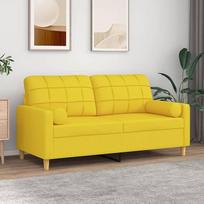 Homgoday 2 vietų sofa su šviesiai geltonomis pagalvėlėmis 140 cm audinio sodo sofa Lauko sodo lova Sofa terasos lauko baldams