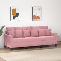 Homgoday 3-Sitzer-Sofa Rosa 180 cm - Bequemes Samtsofa mit Metallgestell, ideal für Wohnzimmer Modelis359316