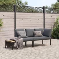 Homgoday Modernus sofos komplektas 2 dalių juodas aliuminio pagalvių baldų komplektas Sofa lova Gyvenamasis kambarys Sofos komplektas Lauko modelis 3283684