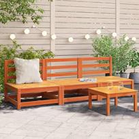 Homgoday Sodo sofos be porankių 3 pakuotės Rudas vaškas 70 x 70 x 67 cm Pušis Lauko lova Sofa Sofa Sodo sofa Svetainė Terasa Lauko terasa